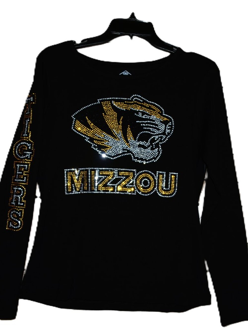 Missouri Tigers rhinestone long sleeve RN black shirt XS S M L XL XXL …